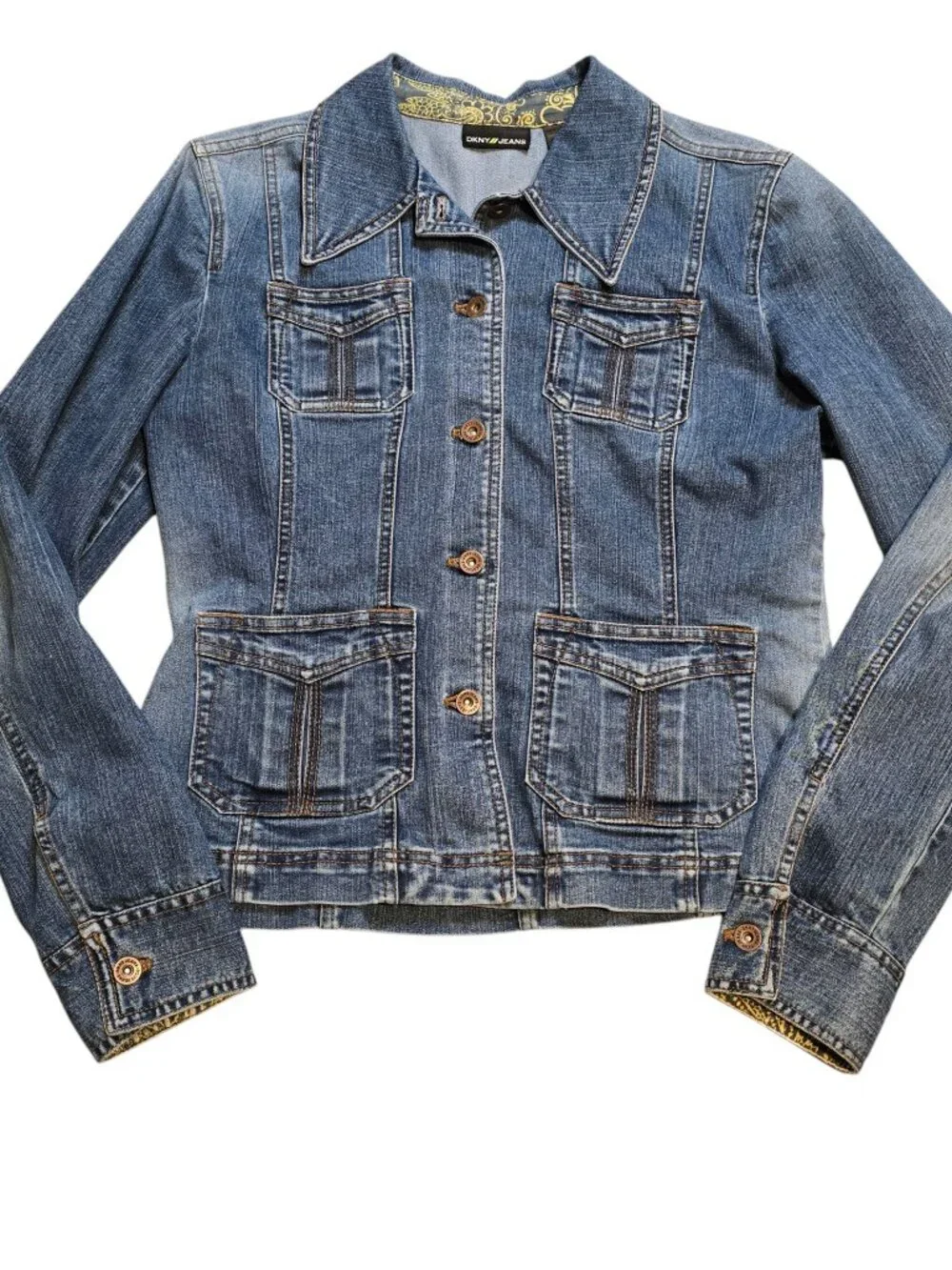 DKNY Jeans Vintage YSK Medium Wash Denim Jacket XL - Picture 3 of 12